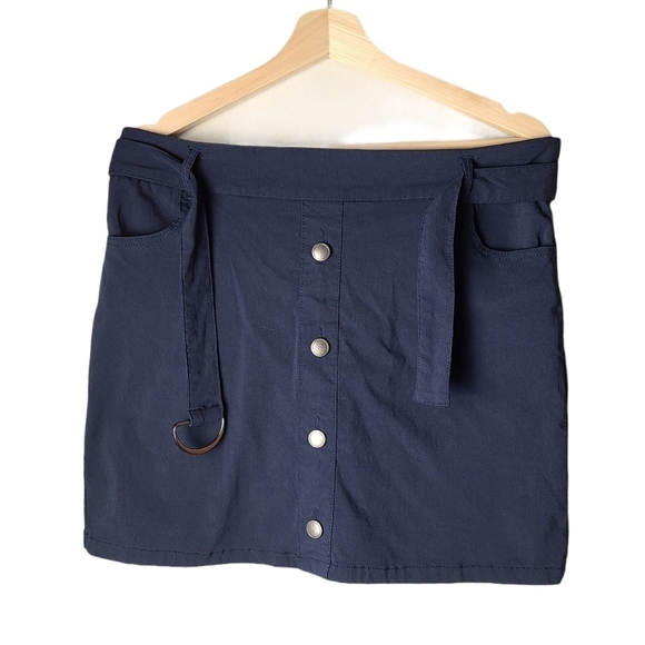 Briggs Petite womens blue A-line mini skort - Picture 1 of 7